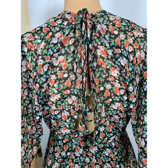 Rebecca Minkoff Ali‎ Women's Black Floral Print Short Sleeve Dress Size 0… - Picture 8 of 12